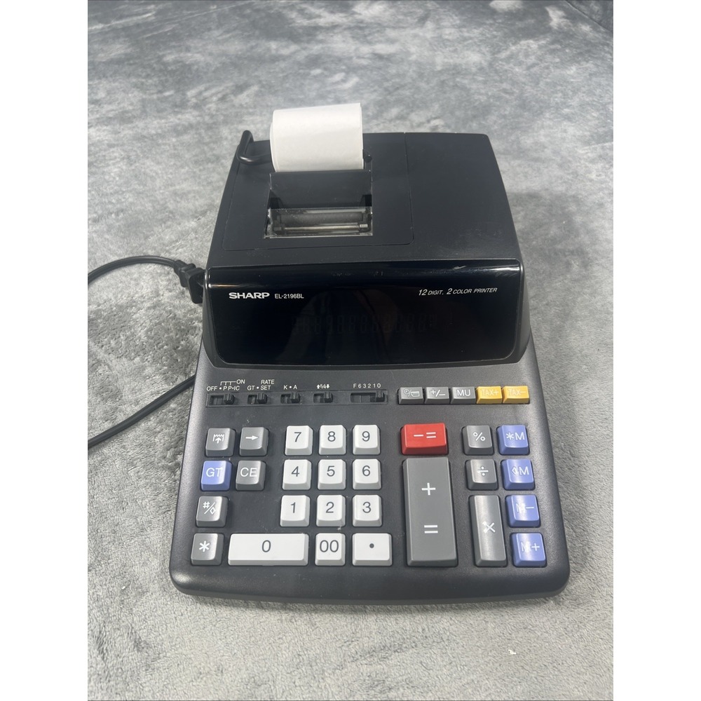 Sharp Calculator EL-2196BL Printing 12-Digit Office Black 2 Color NO BOX NEW